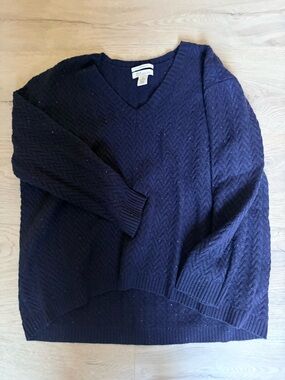 Nordstrom Cable Knit Batwing V-Neck 100% Cashmere Sweater - Sz M